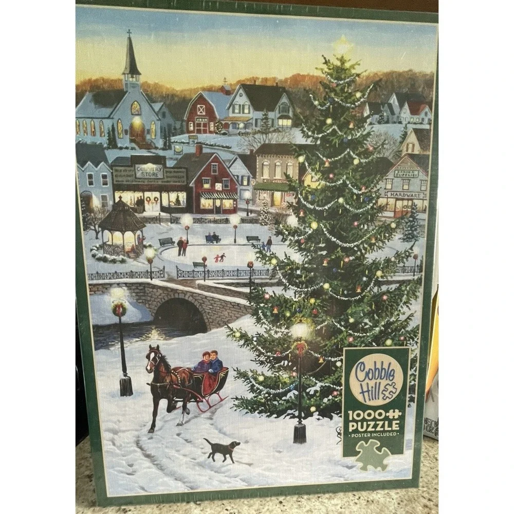 Cobble Hill Village Tree Christmas 1000 Piece Puzzle New Sealed